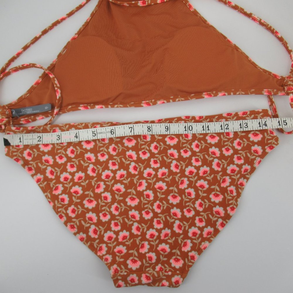 AERIE Brown Floral Bikini XS/Med - Picture 7 of 11